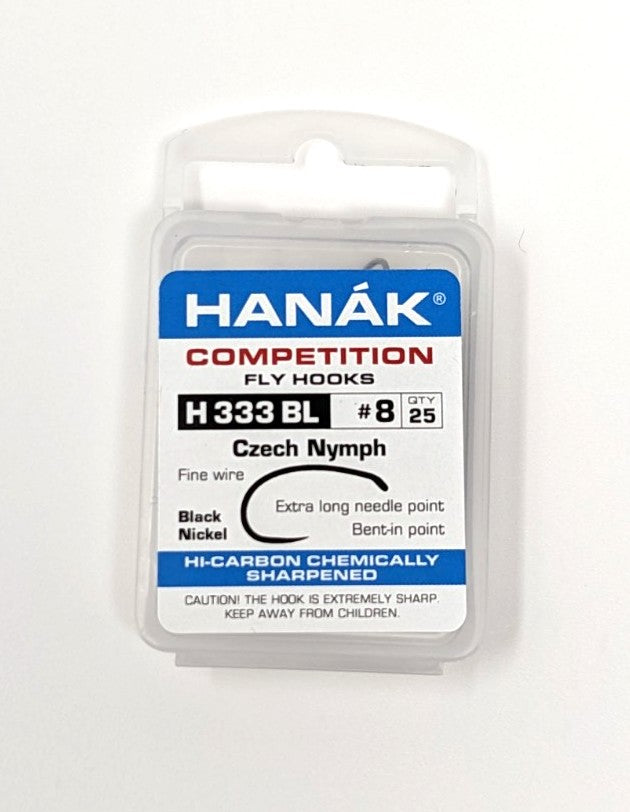 Hanak Hooks Model 333 BL Czech Nymph 25 Pack 8 Hooks