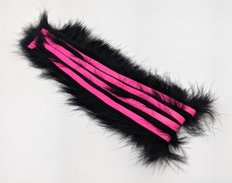 Hareline Bling Rabbit Strips Black with Fl Pink Accent 