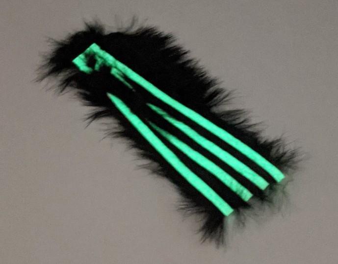 Hareline Bling Rabbit Strips Black with Glow in the Dark Accent 