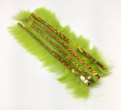 Hareline Bling Rabbit Strips Chartreuse with Holo Gold Accent #BLS54G Hair, Fur