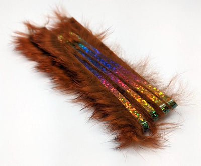 Hareline Bling Rabbit Strips Crawfish Orange with Holo Rainbow Accent #BLS71H Hair, Fur