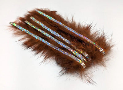 Hareline Bling Rabbit Strips Crawfish Orange with Holo Silver Accent #BLS71J Hair, Fur