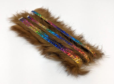 Hareline Bling Rabbit Strips Gold Variant with Holo Rainbow Accent #BLS154H Hair, Fur