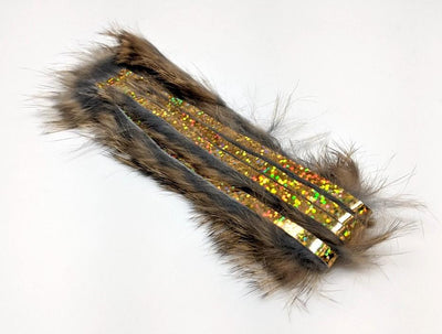 Hareline Bling Rabbit Strips Hare's Ear with Holo Gold Accent #BLS178G Hair, Fur