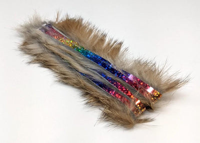 Hareline Bling Rabbit Strips Hare's Ear with Holo Rainbow Accent #BLS178H Hair, Fur