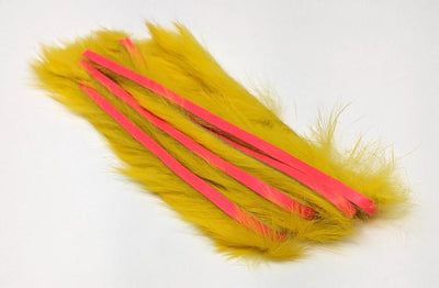 Hareline Bling Rabbit Strips Yellow with Fl Fire Red Accent #BLS383A Hair, Fur