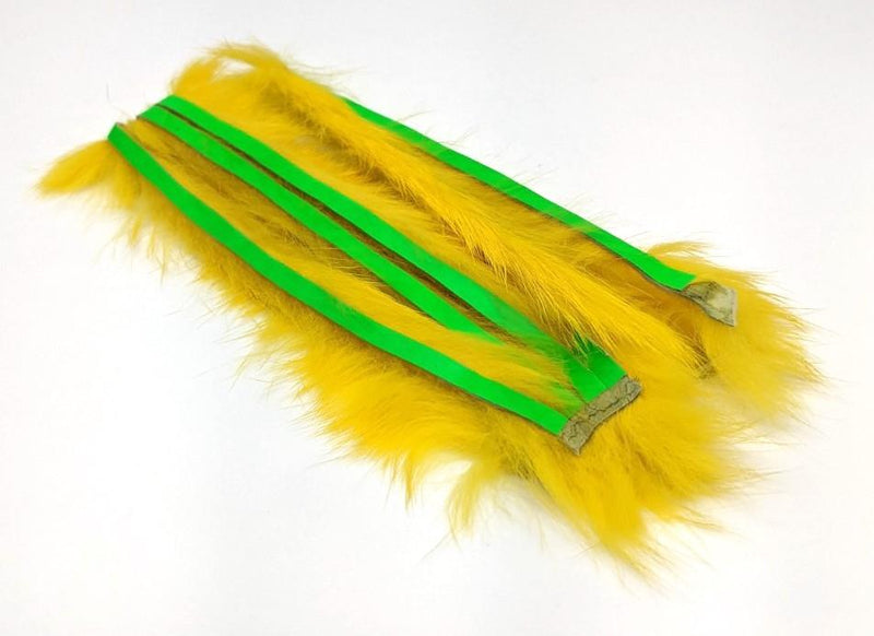Hareline Bling Rabbit Strips Yellow with Fl Green Chartreuse Accent 