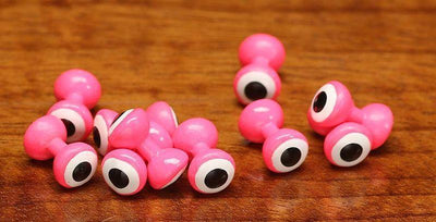 Hareline Double Pupil Lead Eyes #11 Hot Salmon Pink w/ White Black Pupil / Large 5.5mm Beads, Eyes, Coneheads