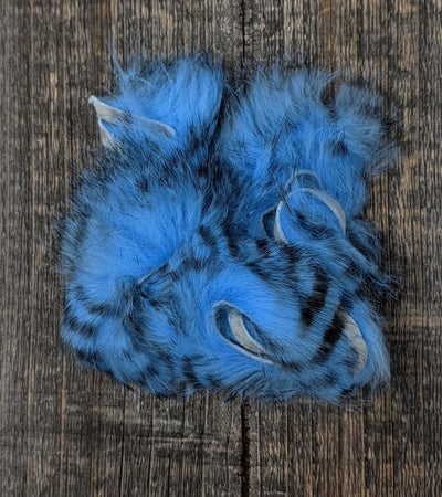 Hareline Dubbin Black Barred Rabbit Strip 1/8" Baby Blue Hair, Fur