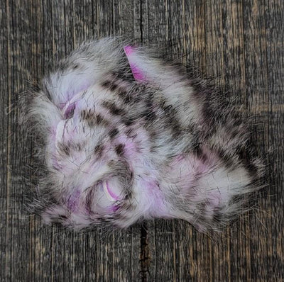 Hareline Dubbin Micro Black Barred Groovy Bunny Strip Fl. Cerise - Purple - White #3 Hair, Fur