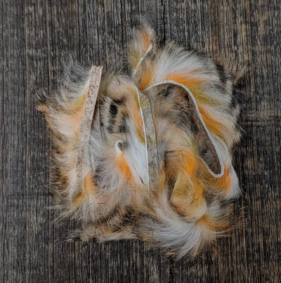 Hareline Dubbin Micro Black Barred Groovy Bunny Strip Gold - Orange - White #5 Hair, Fur