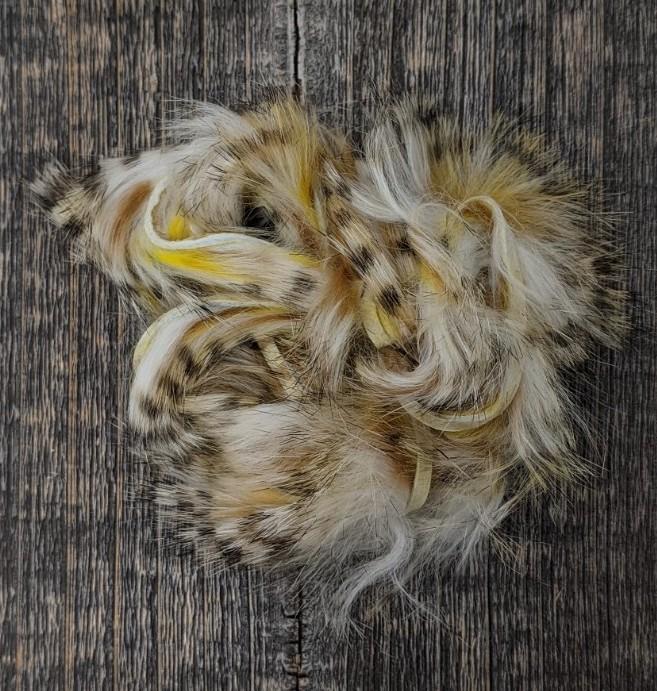Hareline Dubbin Micro Black Barred Groovy Bunny Strip Yellow - Tan - White #9 Hair, Fur