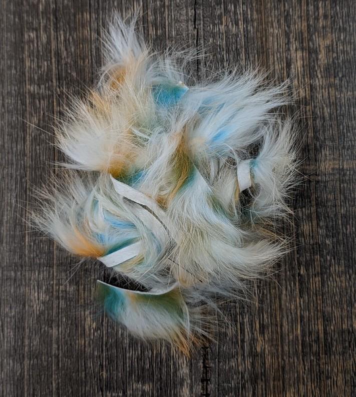 Hareline Dubbin Micro Groovy Bunny Strip Blue - Orange - White #1 Hair, Fur