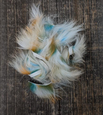 Hareline Dubbin Micro Groovy Bunny Strip Blue - Orange - White #1 Hair, Fur