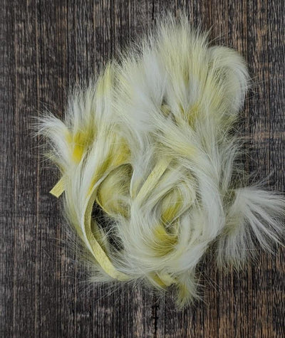 Hareline Dubbin Micro Groovy Bunny Strip Yellow - Olive - White #8 Hair, Fur