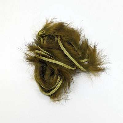 Hareline Dubbin Micro Rabbit Strips Olive Variant Hair, Fur