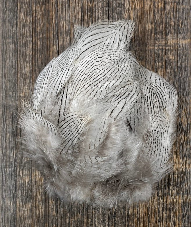 Hareline Dubbin Silver Pheasant Body Feathers Natural Saddle Hackle, Hen Hackle, Asst. Feathers
