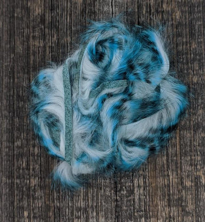 Hareline Dubbin Tiger Barred Rabbit Strips 1/8" Blue Black Over White Hair, Fur