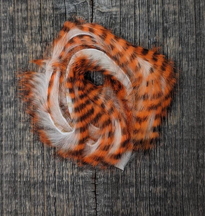 Hareline Dubbin Tiger Barred Rabbit Strips 1/8" Hot Orange Black Over White Hair, Fur