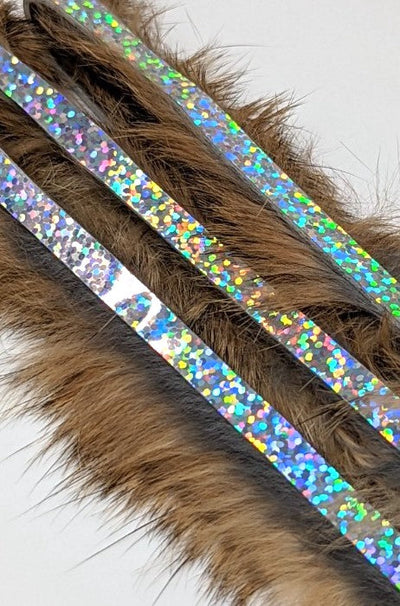 Hareline Magnum Bling Rabbit Strips Hare's Ear with Holo Silver Accent Hair, Fur
