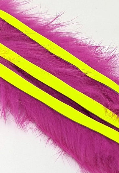 Hareline Magnum Bling Rabbit Strips Hot Pink with Fl Yellow Accent Hair, Fur