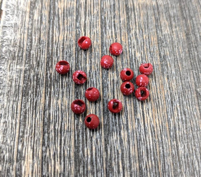 Hareline Mottled Tactical Slotted Tungsten Beads 1/8 3.3mm / #310 Red Beads, Eyes, Coneheads