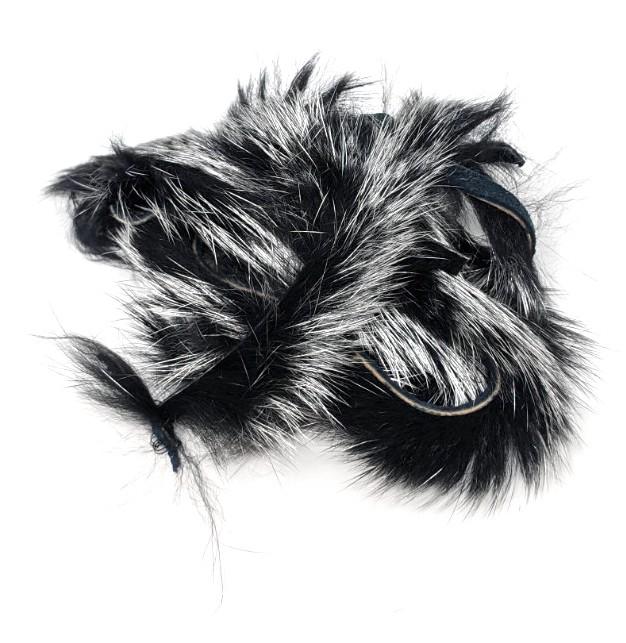 Hareline Shimmer Rabbit Strips 1 Black with Silver Shimmer Hair, Fur