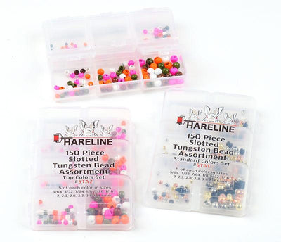 Hareline Slotted Tungsten Bead 150 Piece Assortment Standard Colors Set #1 Beads, Eyes, Coneheads
