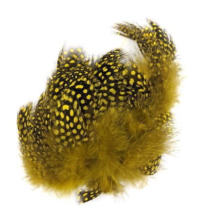Hareline Strung Guinea Feathers Yellow #383 Saddle Hackle, Hen Hackle, Asst. Feathers