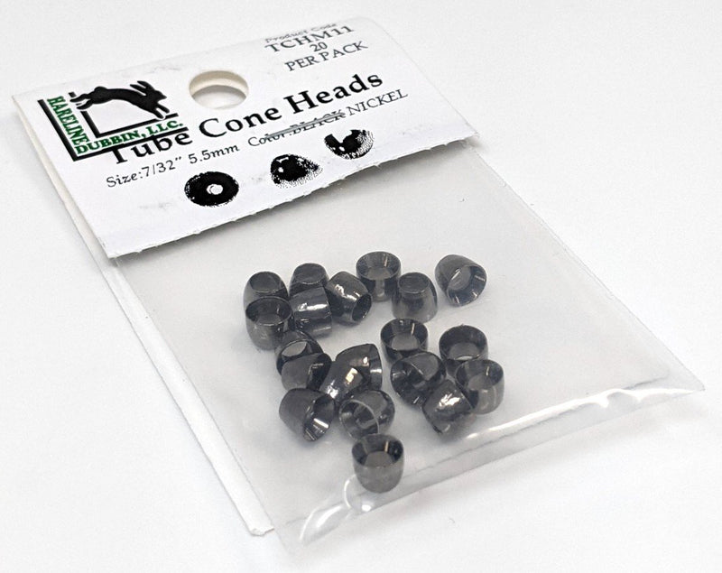 Hareline Tube Fly Cone Heads 11 Black Nickel / Medium 7/32 Beads, Eyes, Coneheads