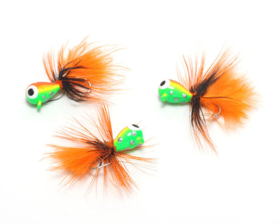 Hareline Tungsten Fly Ice Jigs Orange/Yellow/Chartreuse / 3mm Beads, Eyes, Coneheads