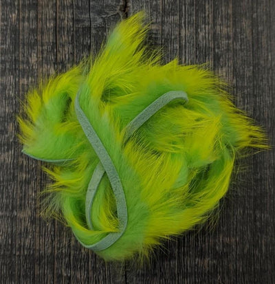 Hareline Two Toned 1/8" Crosscut Rabbit Strips #14 Chartreuse Tipped / Green Chart Hair, Fur