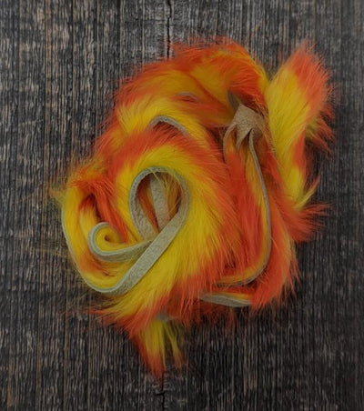 Hareline Two Toned 1/8" Crosscut Rabbit Strips #8 Hot Orange / Yellow Hair, Fur