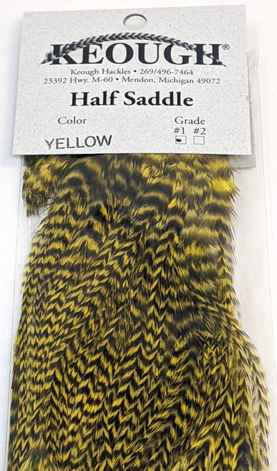 Keough #1 Grade Half Grizzly Dry Fly Saddle Yellow #383 Dry Fly Hackle