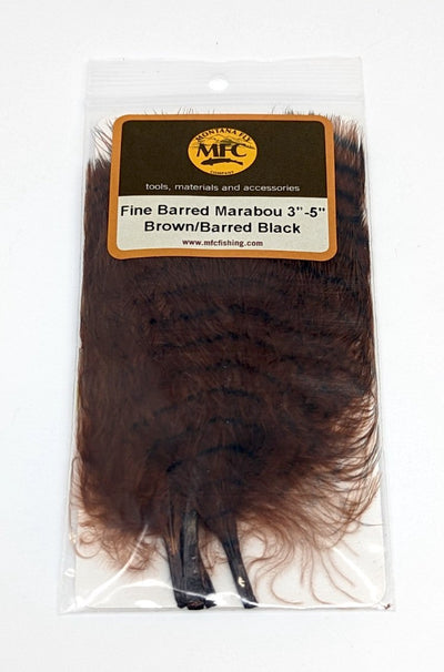 MFC Fine Barred Marabou Brown/Barred Black Saddle Hackle, Hen Hackle, Asst. Feathers