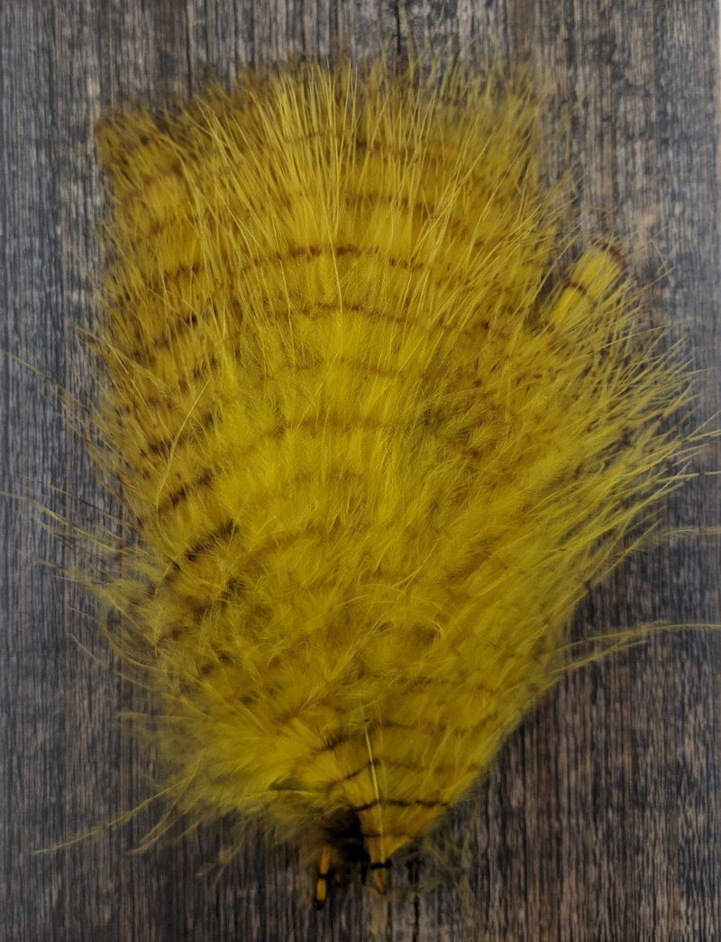 MFC Fine Barred Marabou Yellow/Barred Brown Saddle Hackle, Hen Hackle, Asst. Feathers