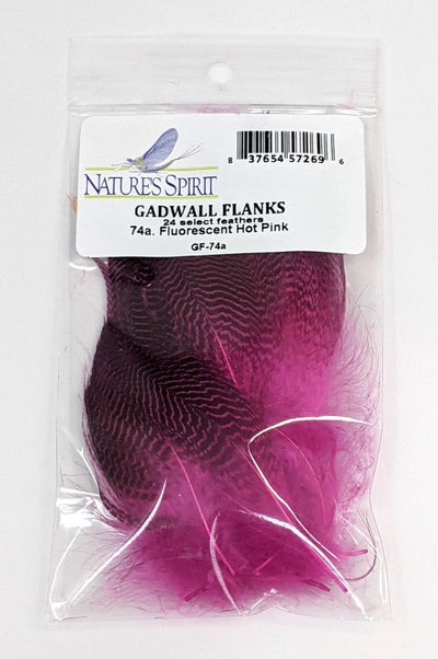 Nature's Spirit Gadwall Flanks - 24 Select Feathers Fl Hot Pink Saddle Hackle, Hen Hackle, Asst. Feathers