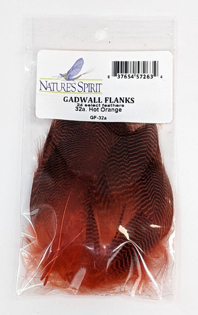 Nature's Spirit Gadwall Flanks - 24 Select Feathers Hot Orange Saddle Hackle, Hen Hackle, Asst. Feathers