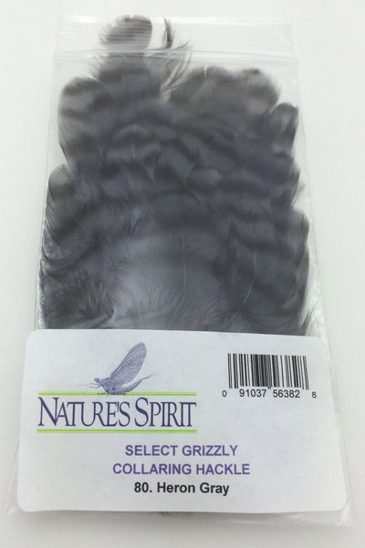 Nature's Spirit Grizzly Collaring Hackle Heron Gray Saddle Hackle, Hen Hackle, Asst. Feathers