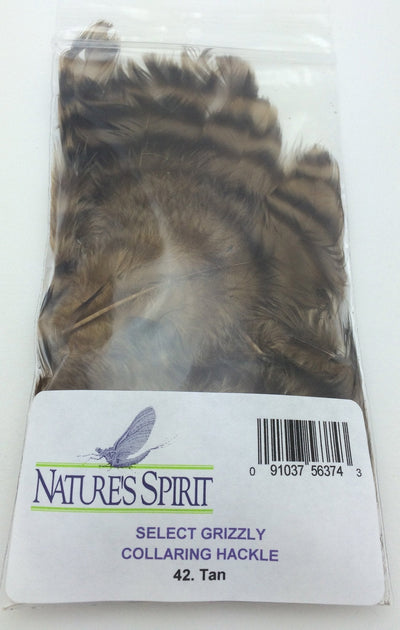 Nature's Spirit Grizzly Collaring Hackle Tan Saddle Hackle, Hen Hackle, Asst. Feathers