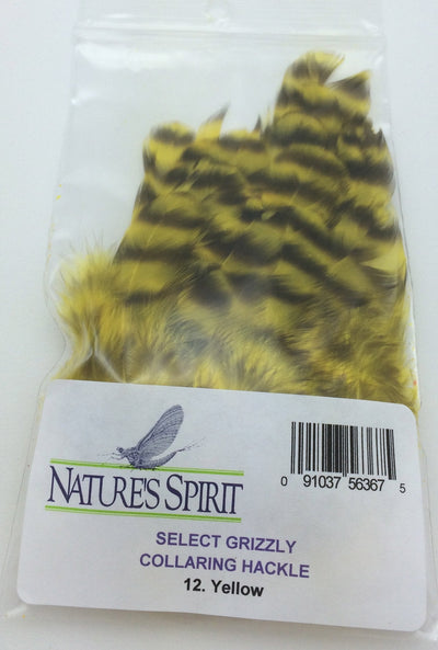 Nature's Spirit Grizzly Collaring Hackle Yellow Saddle Hackle, Hen Hackle, Asst. Feathers