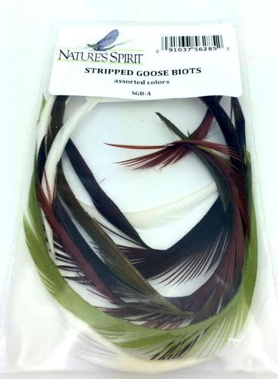 Natures Spirit Stripped Goose Biots Assorted Colors Saddle Hackle, Hen Hackle, Asst. Feathers