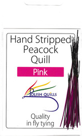 Polish Quills stripped peacock quills fly tying quill body pink
