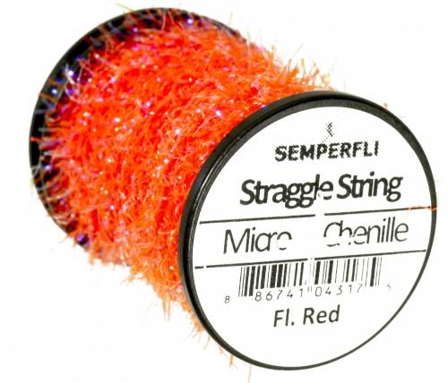 Semperfli Straggle String Micro Chenille Fluoro Red Chenilles, Body Materials