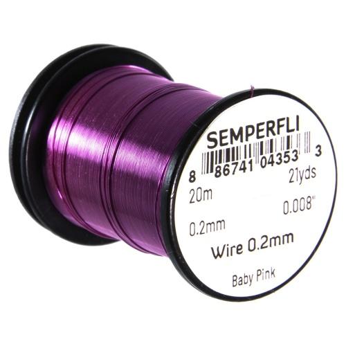 Semperfli Tying Wire 0.2mm Baby Pink Wires, Tinsels