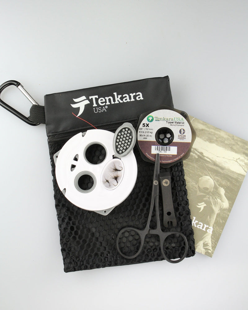 Tenkara USA Kit- Keeper line spool, flies, level line, forceps, nippers, and tippet