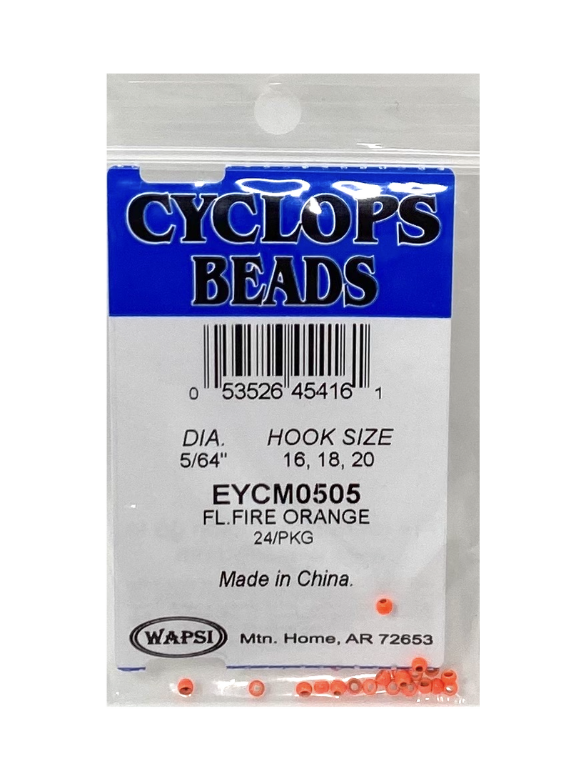 Wapsi Cyclops Bead Fl. Fire Orange 5/64" - 2 MM Beads, Eyes, Coneheads