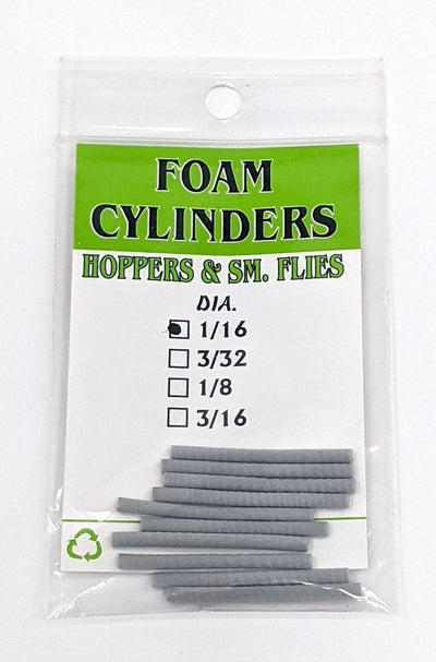 Wapsi Foam Cylinders Gray / 1/16" Chenilles, Body Materials