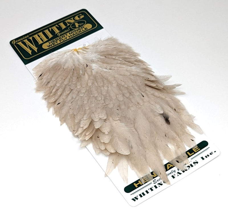 Whiting Hebert Miner Hen Saddle Pale Watery Dun Saddle Hackle, Hen Hackle, Asst. Feathers