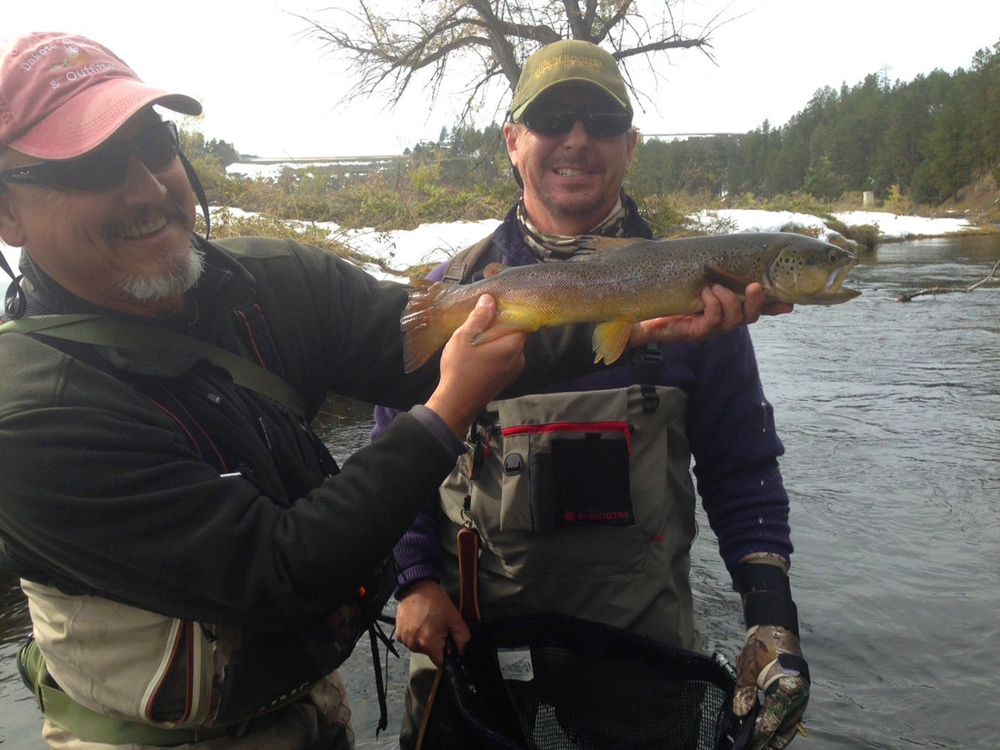 black hills brown trout fly fishing snow storm